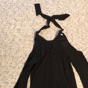 Black off the shoulder long sleeve dress